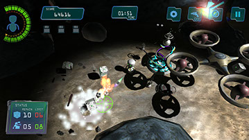 Boom Bits Game Large Image: Cave Game Level With Drone