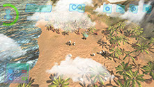 Boom Bits Game Large Image: Beach Game Level Distant View.
