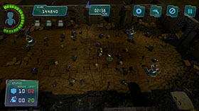 Boom Bits Game Large Image: Temple Game Level Distant View