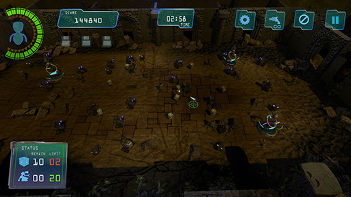 Boom Bits Game Large Image: Temple Game Level Distant View